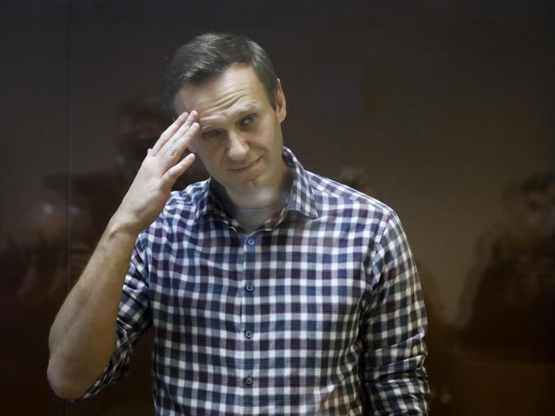 Alexej Nawalny steht hinter Glas im Gerichtssaal. Foto: Alexander Zemlianichenko/AP/dpa