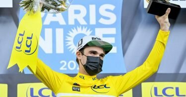 Holte wie im Vorjahr den Gesamtsieg bei Paris-Nizza, 2021 aber an anderer Stelle - wegen Corona: Maximilian Schachmann. Foto: David Stockman/BELGA/dpa