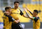 Mit einem 4:0 gegen Türkgücü München hat Dynamo Dresden den Aufstieg in die 2. Liga perfekt gemacht. Foto: Robert Michael/dpa-Zentralbild/dpa