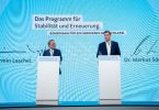 CDU-Chef Armin Laschet und CSU-Chef Markus Söder stellten das Programm für die Bundestagswahl vor. Foto: Kay Nietfeld/dpa