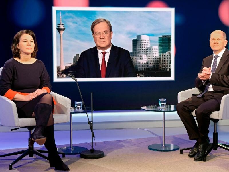 Annalena Baerbock, Armin Laschet und Olaf Scholz: Einer von ihnen wird bald auf Angela Merkel folgen. Foto: Oliver Ziebe/WDR/dpa