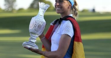 Sophia Popov verlor zwar ihr Einzel, aber gewann mit dem europäischen Team den Solheim Cup. Foto: David Dermer/FR171035 AP/dpa