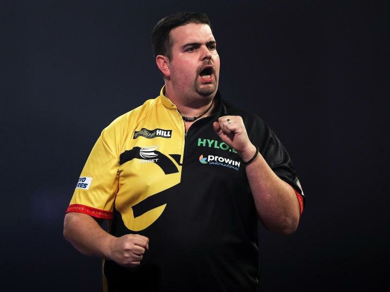 Deutscher Hoffnungsträger bei der Darts-WM in Jena:&nbsp;Gabriel Clemens. Foto: Kieran Cleeves/PA Wire/dpa