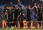 Die Bayern bejubeln das zwischenzeitliche 3:0 in Leipzig. Foto: Jan Woitas/dpa-Zentralbild/dpa