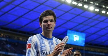 Jurgen Ekkelenkamp war der Matchwinner für die Berliner Hertha. Foto: Soeren Stache/dpa-Zentralbild/dpa