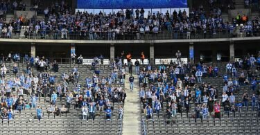 Wie bei Hertha BSC können die Kontingente zugelassener Zuschauer in den Stadien der Bundesliga meist nicht voll genutzt werden. Foto: Soeren Stache/dpa-Zentralbild/dpa