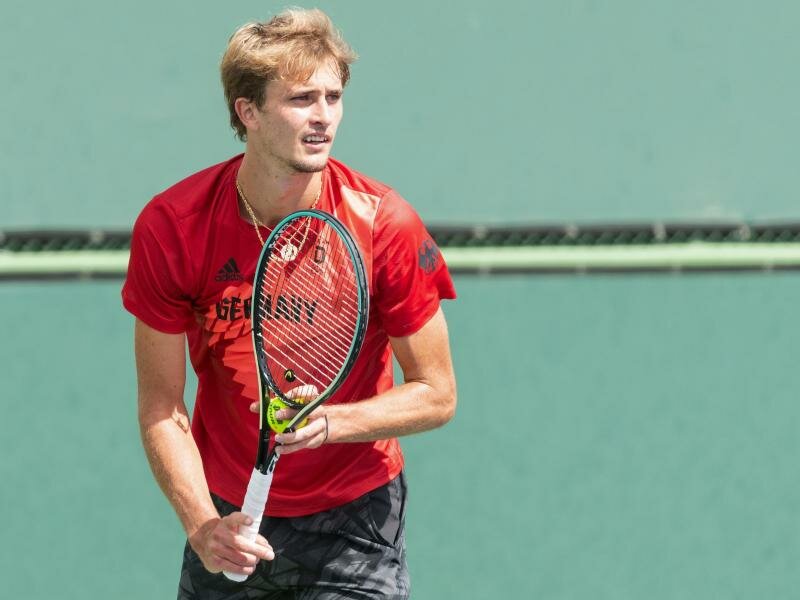 Tennisprofi Alexander Zverev trainiert beim Turnier in Indian Wells. Foto: Maximilian Haupt/dpa