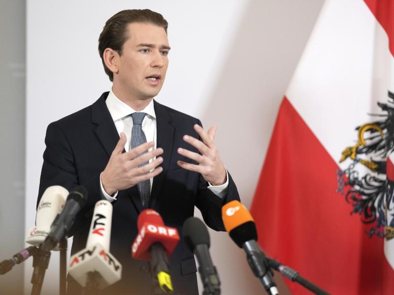 Sebastian Kurz (ÖVP), Bundeskanzler von Österreich, spricht bei einem Statement zur Regierungskrise im Bundeskanzleramt. Foto: Georg Hochmuth/APA/dpa