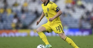 Schwedens Emil Forsberg am Ball. Foto: Stu Forster/Pool Getty/dpa/Archivbild