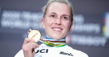 Emma Hinze hat mit dem deutschen Team viel zu verteidigen: Vier WM-Titel und insgesamt acht Medaillen hatte es 2020 in Berlin gegeben. Foto: Sebastian Gollnow/dpa