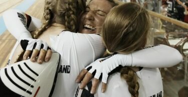 Das deutsche Team hatte bei der Bahnrad-WM viel Grund zum Jubeln. Foto: Thibault Camus/AP/dpa