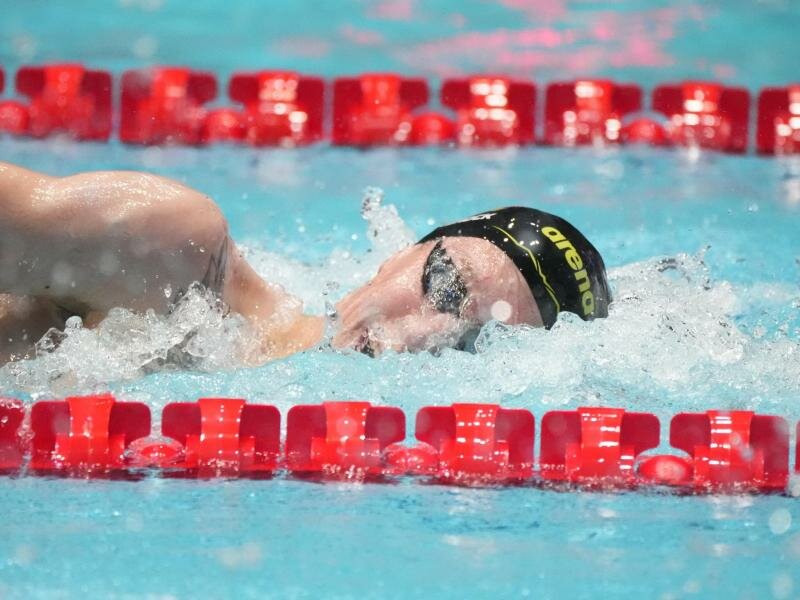 Florian Wellbrock holte bei der Kurzbahn-Europameisterschaft in Russland Silber über 800 Meter. Foto: Sergei Grits/AP/dpa