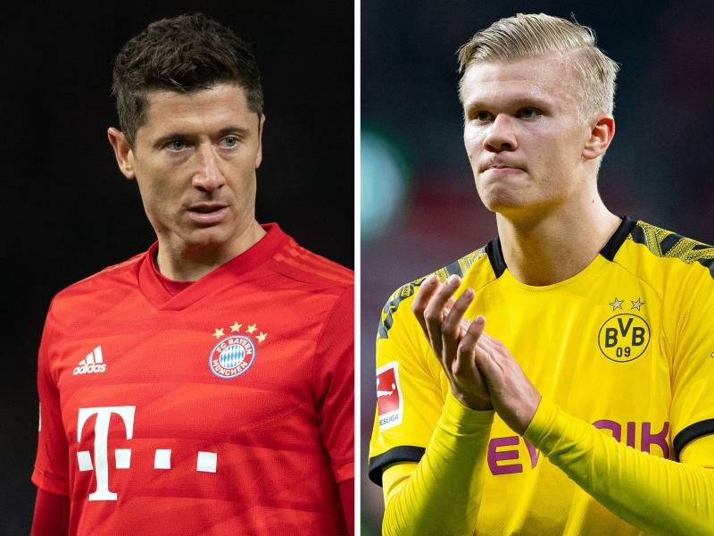Kandidaten für die Weltfußball-Wahl: Robert Lewandowski (l) und Erling Haaland. Foto: Soeren Stache/Guido Kirchner/dpa