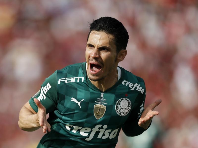 Palmeiras Raphael Veiga jubelt über sein Tor zum 1:0. Foto: Matilde Campodonico/AP/dpa