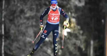 Biathletin Franziska Preuß wurde beim Sprint-Rennen in Östersund Siebte. Foto: Anders Wiklund/TT NEWS AGENCY/AP/dpa