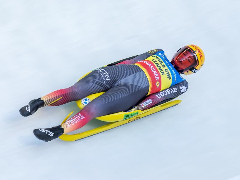 Julia Taubitz gewann in Innsbruck. Foto: Expa/Johann Groder/APA/dpa
