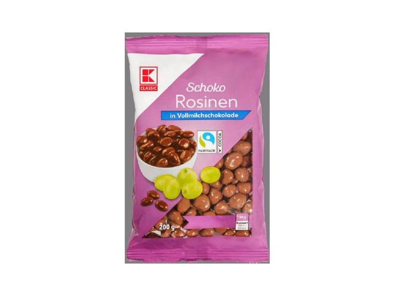 Der Hersteller Encinger SK hat das Produkt Schoko Rosinen in Vollmilchschokolade 200 g mit dem Mindesthaltbarkeitsdatum 23. Juli 2022 zurückgerufen. Foto: lebensmittelwarnung.de/dpa-infocom
