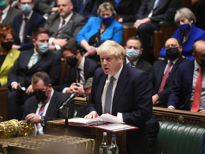 Boris Johnson bei einer Fragestunde im britischen Unterhaus. Foto: Uk Parliament/Jessica Taylor/PA Media/dpa