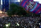 Newcastle-United-Fans feiern die Übernahme durch den saudischen Staatsfond «Public Investment Fund». Foto: Owen Humphreys/PA Wire/dpa