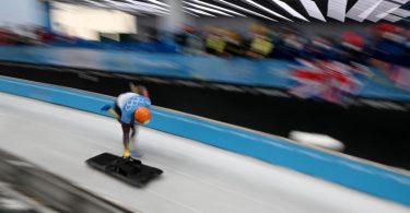 Skeleton-Weltmeister Christopher Grotheer aus Deutschland in Aktion bei den Olympischen Winterspielen in Peking. Foto: Robert Michael/dpa-Zentralbild/dpa
