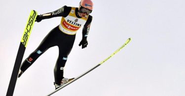 Skispringer Karl Geiger kam in Lahti nicht über den fünften Platz hinaus. Foto: Antti Yrjönen/Lehtikuva/dpa