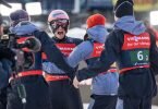 Das deutsche Team sicherte sich bei der Skiflug-WM Silber. Foto: Daniel Kopatsch/Fa/dpa