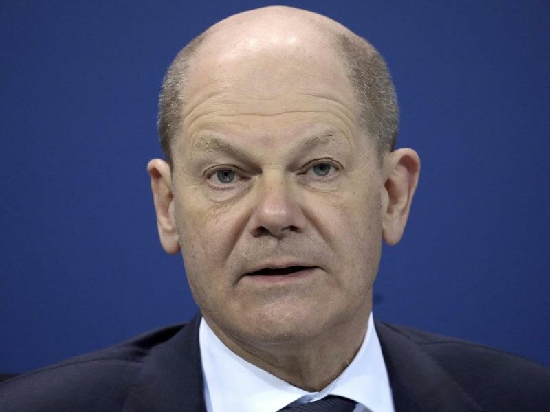 Olaf Scholz (SPD) spricht bei der Pressekonferenz im Bundeskanzleramt nach der Ministerpräsidentenkonferenz (MPK). Foto: Michael Sohn/POOL AP/dpa