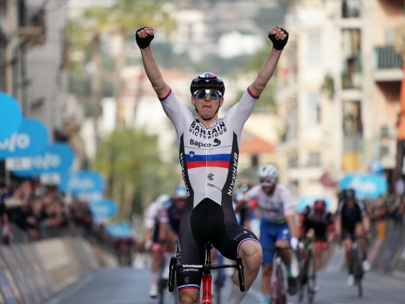 Siegte als erster Slowene bei Mailand-Sanremo:&nbsp;Matej Mohoric. Foto: Gian Mattia D'alberto/LaPresse/AP/dpa