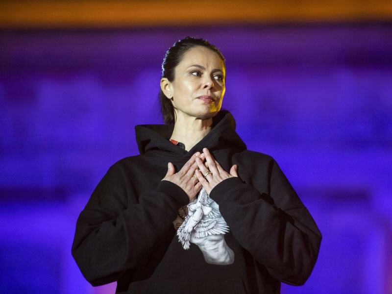 «Nur zusammen schaffen wir Frieden»: Natalia Klitschko, Ehefrau von Vitali Klitschko. Foto: Christophe Gateau/dpa