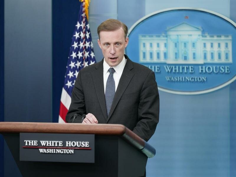 Jake Sullivan spricht während eines Pressebriefings im Weißen Haus. Foto: Patrick Semansky/AP/dpa