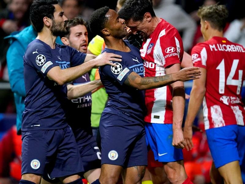 Zwischen Atlético Madrid und Manchester City ging es schon auf dem Platz hoch her. Foto: Nick Potts/PA Wire/dpa
