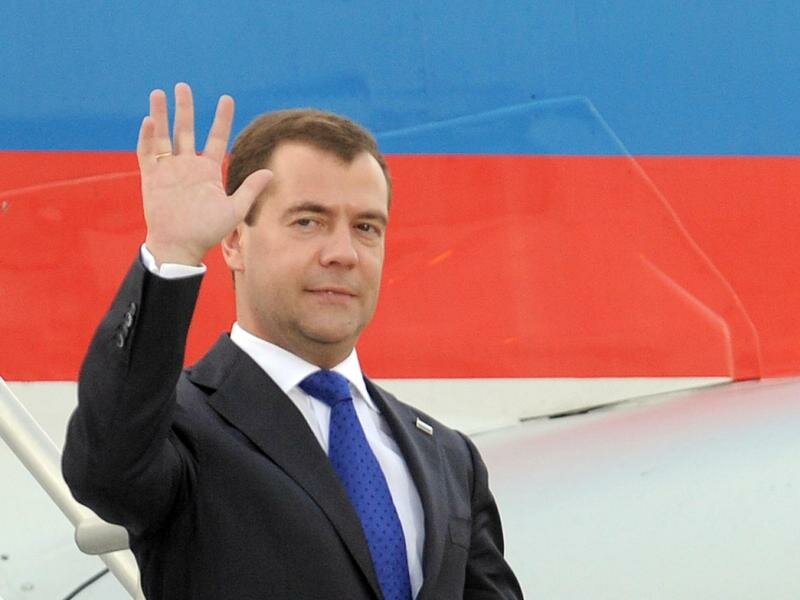 Der ehemalige russische Präsident Dmitri Medwedew. Foto: Peer Grimm/dpa-Zentralbild/dpa