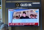 Ein Fernsehbildschirm in Seoul zeigt eine Nachrichtensendung, in der über Nordkoreas angeblichen Test einer neuartigen «Lenkwaffe» berichtet wird. Foto: Lee Jin-Man/AP/dpa