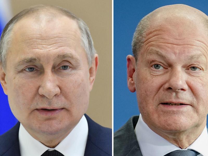 Russlands Präsident Wladimir Putin und Bundeskanzler Olaf Scholz haben nach Angaben aus Moskau wieder miteinander telefoniert. Foto: ---Kay Nietfeld/dpa/AP/sputnik/dpa