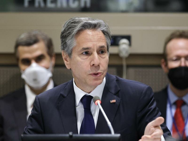 Antony Blinken, Außenminister der USA. Wie aus seinem Ministerium verlautet, nimmt die US-Botschaft in Kiew ihren Betrieb wieder auf. Foto: Eduardo Munoz/Pool Reuters/AP/dpa