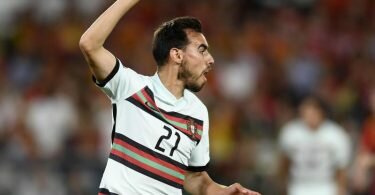 Erzielte gegen Spanien den Führungstreffer für Portugal: Ricardo Horta jubelt nach seinem Tor. Foto: Jose Breton/AP/dpa