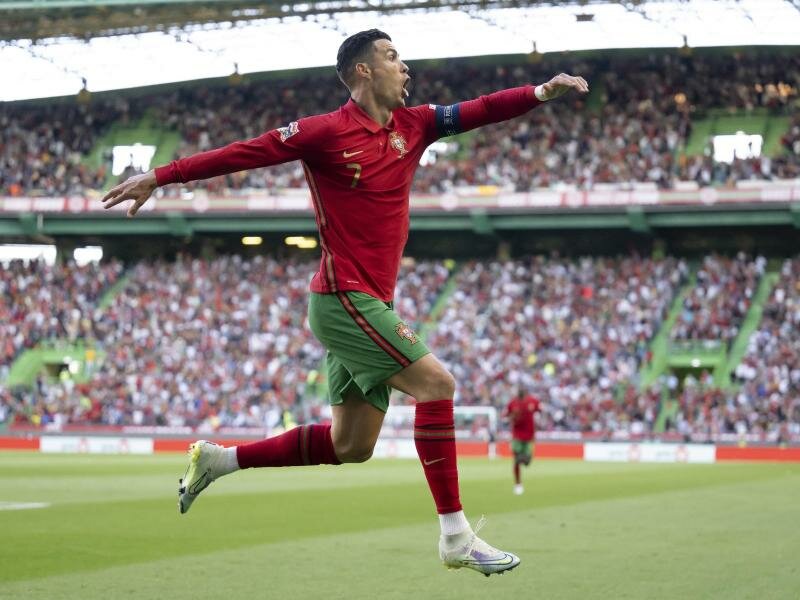 Portugals Superstar Cristiano Ronaldo erzielte zwei Treffer gegen die Schweiz. Foto: Laurent Gillieron/KEYSTONE/dpa
