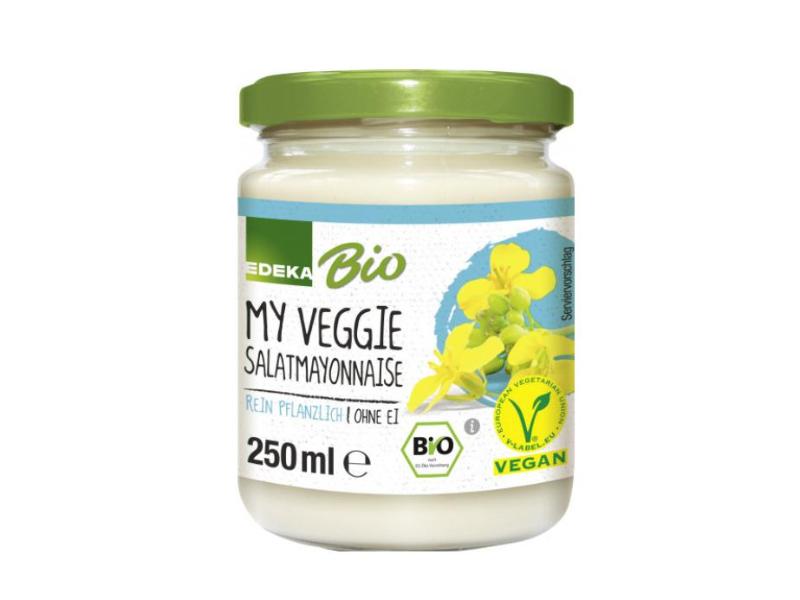 Die Bio My Veggie Salatmayonnaise des Herstellers Jütro wird zurückgerufen. Betroffen ist ausschließlich Ware mit dem Mindesthaltbarkeitsdatum (MHD) 14.11.2022 im 250-ml-Glas. Foto: produktwarnung.eu/dpa-infocom