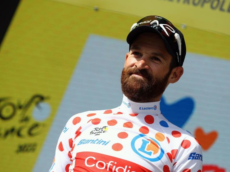 Behält auch im Zentralmassiv das Bergtrikot: Simon Geschke. Foto: David Pintens/BELGA/dpa