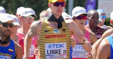 Musste beim Finale über 20 Kilometer Gehen aussteigen: Christopher Linke. Foto: Michael Kappeler/dpa