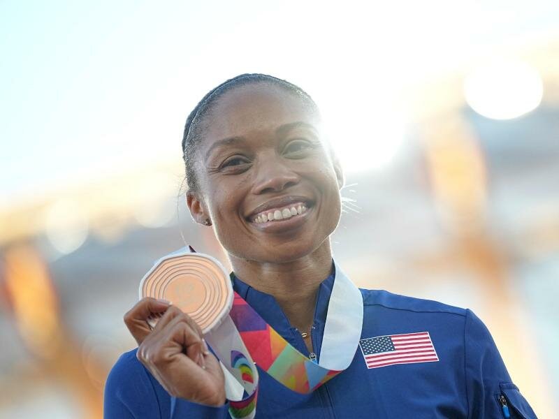 Allyson Felix gewann ihre insgesamt 19. WM-Medaille. Foto: Michael Kappeler/dpa