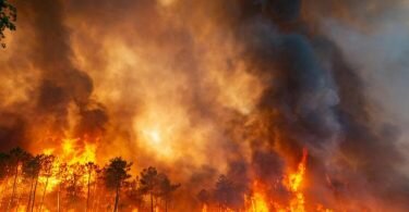 Starke Winde und heißes, trockenes Wetter erschweren die Bemühungen der französischen Feuerwehr, einen riesigen Waldbrand im Südwesten des Landes einzudämmen. Foto: Uncredited/Service Communication-Protocole SDIS 33/AP/dpa