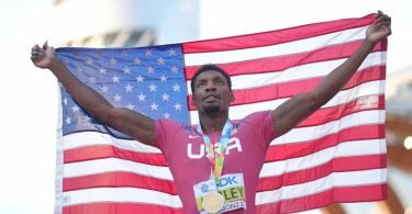 Lief über 100 Meter zu Gold: Fred Kerley. Foto: Michael Kappeler/dpa