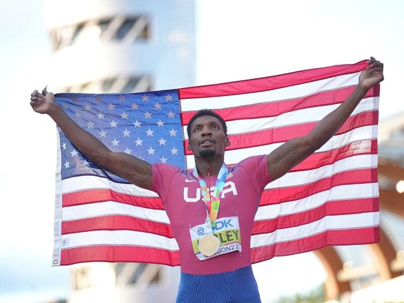 Lief über 100 Meter zu Gold: Fred Kerley. Foto: Michael Kappeler/dpa