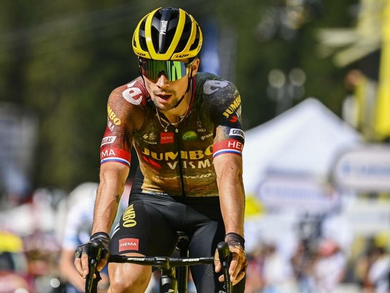 Kann Jonas Vingegaard nicht mehr beim Ziel Tour-Sieg 2022 helfen: Primoz Roglic. Foto: David Stockman/BELGA/dpa