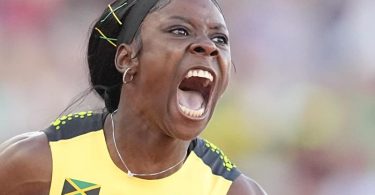 Gold, Gold, Gold: Shericka Jackson hat bei der WM die begehrteste aller Medaillen geholt. Foto: Michael Kappeler/dpa