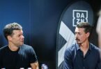 DAZN-Pressegespräch im Münchner Volkstheater mit Sandro Wagner (r) und Michael Ballack. Foto: Lukas Barth/dpa