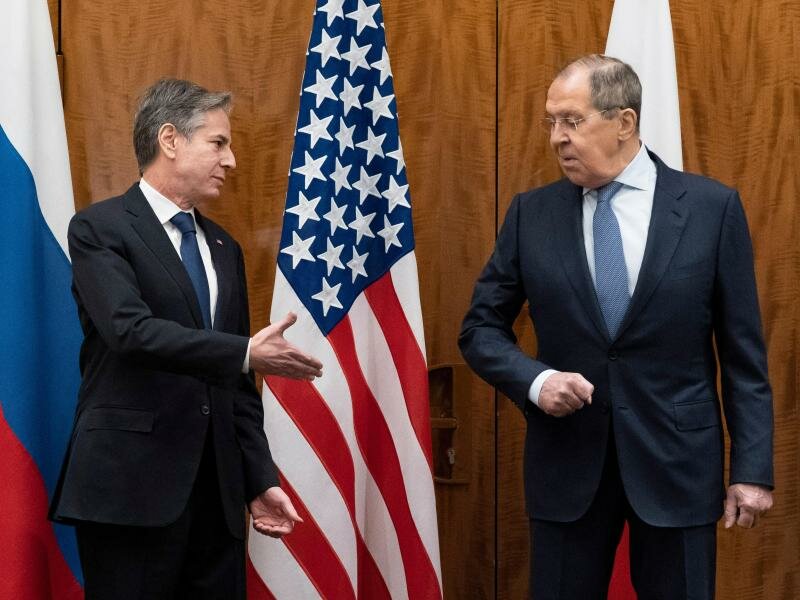 US-Außenminister Antony Blinken und sein russischer Amtskollege Sergej Lawrow bei einem Treffen in Genf im Januar. Foto: Alex Brandon/Pool AP/dpa