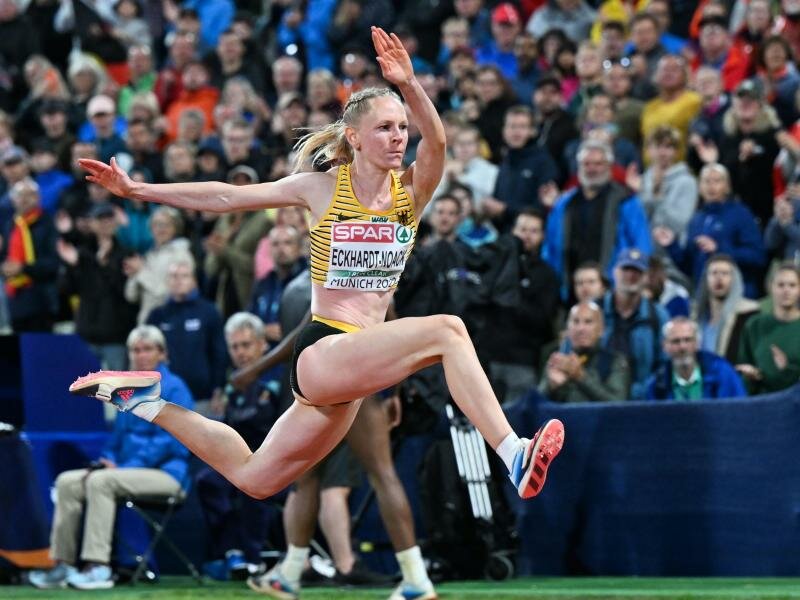 Wurde im Dreisprung-Finale Vierte: Neele Eckhardt-Noack im Sprung. Foto: Sven Hoppe/dpa
