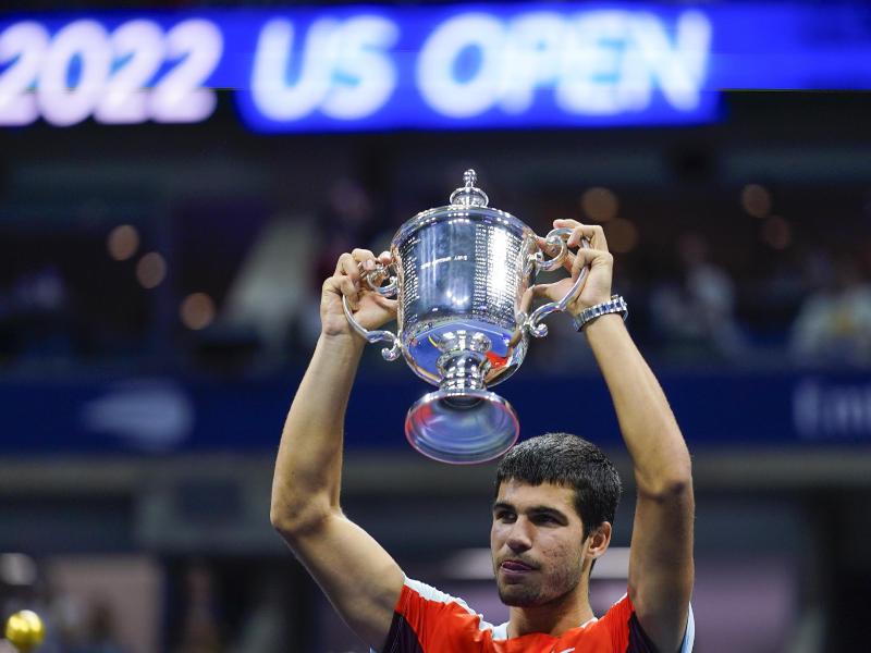 Carlos Alcaraz setzte sich im Finale der US Open durch. Foto: Matt Rourke/AP/dpa